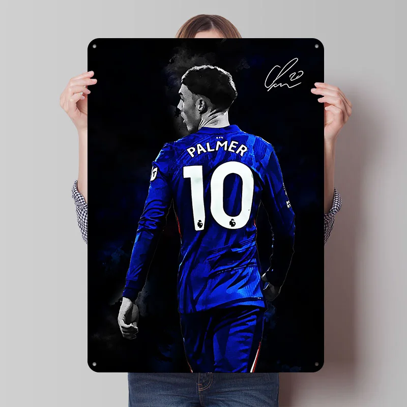 Cole Palmer Football Portrait Poster Customized Vintage Metal Signs Wall Art Retro Tin Plaque for Mancave Decoration Gaming Home