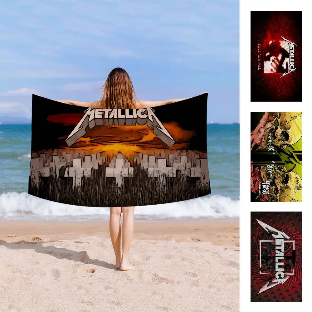 Classic Heavy Band M-Metallica Anime Beach Swimming Towel Soft Absorbent Washcloth Children's Gifts for Kids Travel Camping Gym