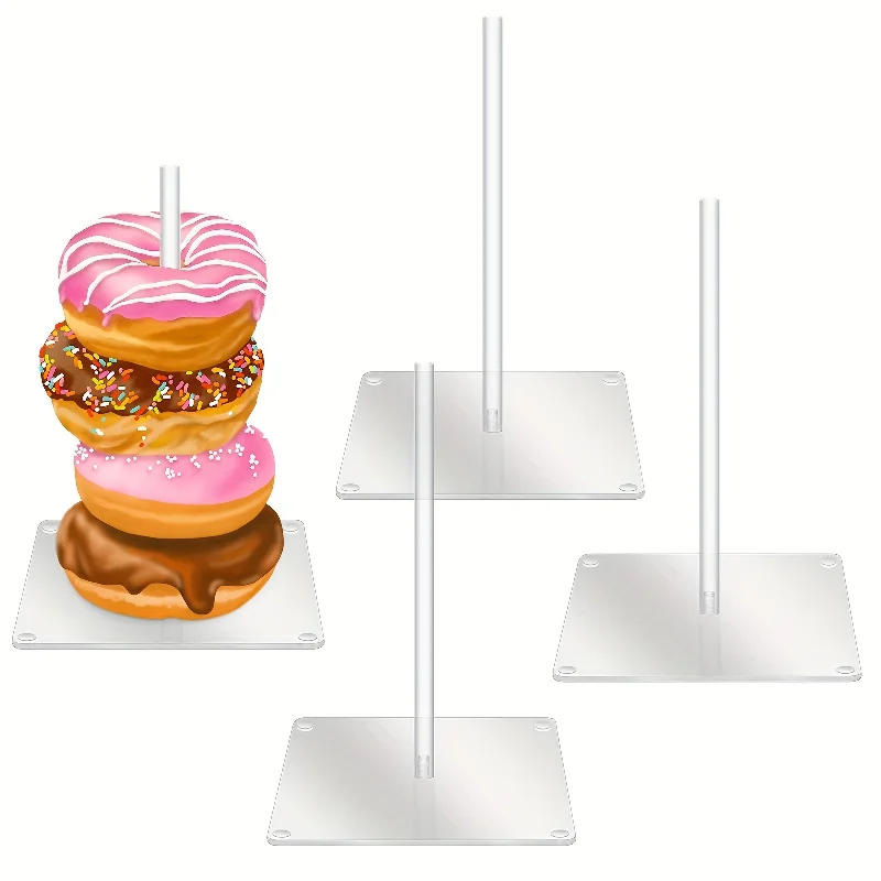 

4Pcs Acrylic Donut Stand,Removable Clear Donut Display Stand Bagels Holder for Party Wedding Birthday Treat Display Corner Decor