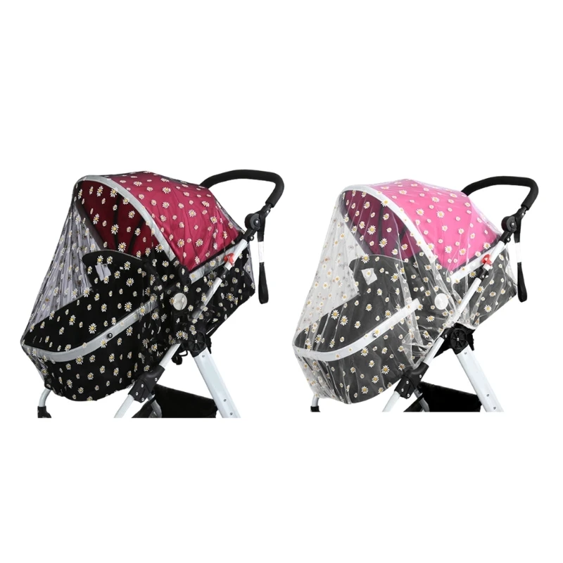 

Infants Pushchair Fly Net with Delicate Embroidery, Soft & Breathable Mesh Strollers Netting Tent Cover for Baby