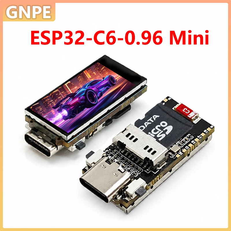 Плата разработки ESP32-C6 с ЖК-дисплеем 0,96 дюйма, экран ST7789 160x80, мини-телевизор, SD-порт, QST, LVGL для Arduino