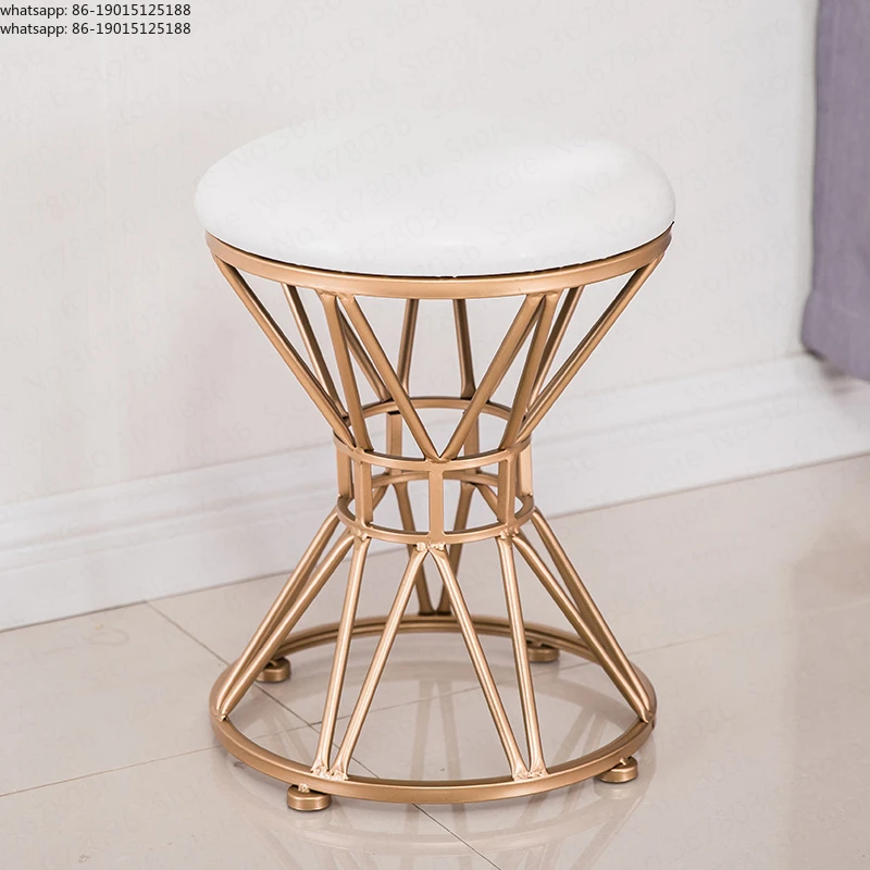 

Iron Living Room Round Vanity Stool Modern Sofa Bench Ottoman Fabric Low Stool Creative Dressing Makeup Stool 45cm Customized