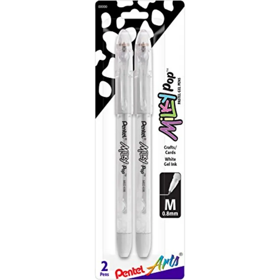 

Arts Pastel Gel Pen, 0.8mm,Medium Line, White Ink, Pack of 2 (K98PABP2W