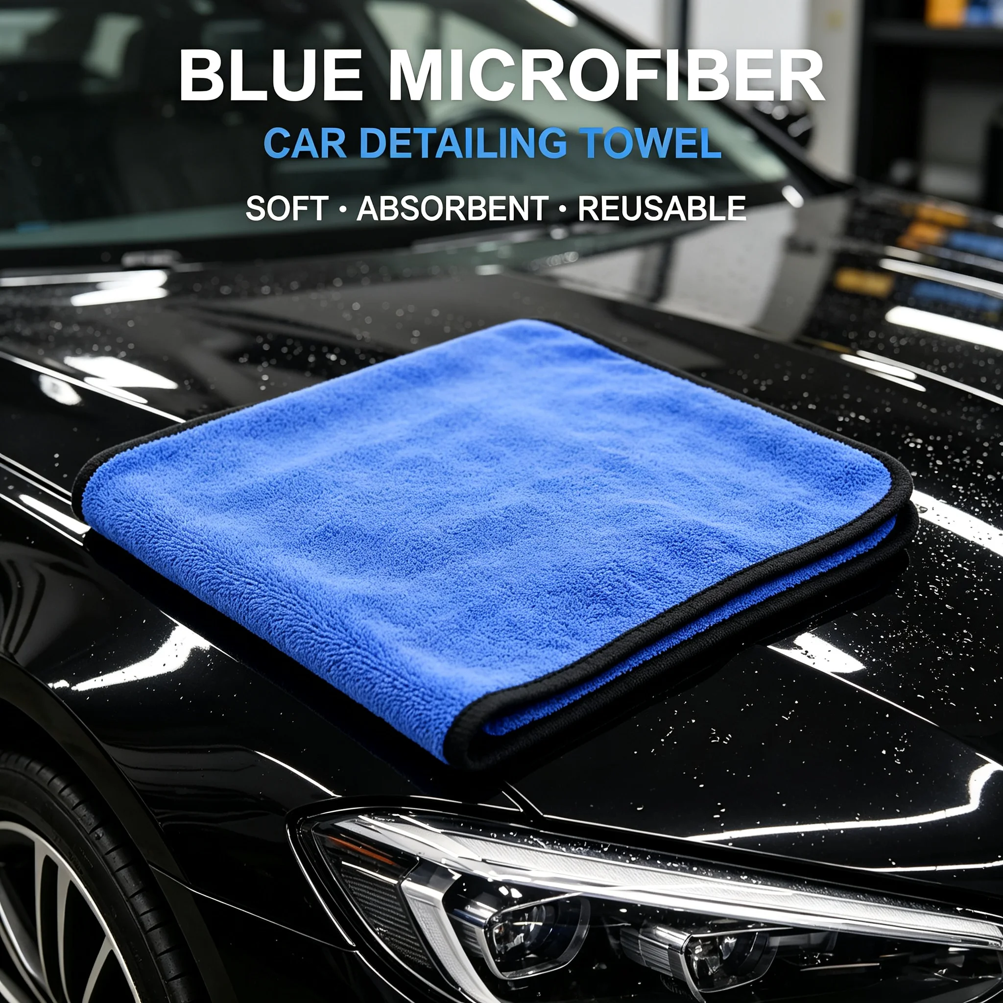 TILONDEX Blue Microfiber Car Detailing Towel 30x30cm Double Sided Cleaning Cloth Auto Wash Polishing Towel Reusable 1-10PCS