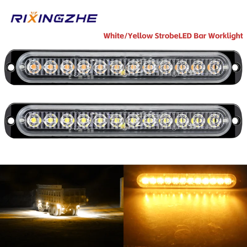 

Car LED Bar Worklight Flash 12LED Bulb for Truck SUV RV Brake Light 24V Strobe Signal Side Marker Turn Signal Warning Rear Light