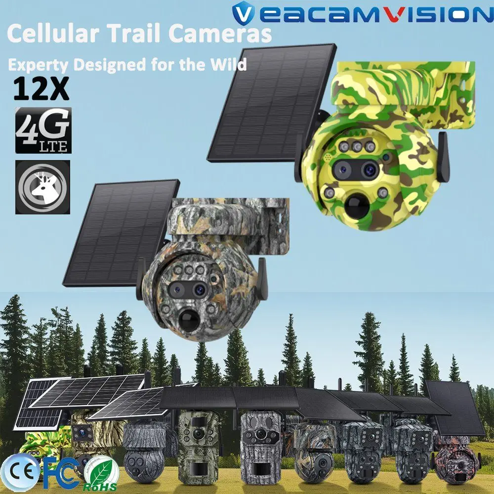 

12X Camouflage Ubox Hunting Trail Camera Animal Color 12X Zoom Solar Battery PTZ Camera Outdoor Digital CCTV