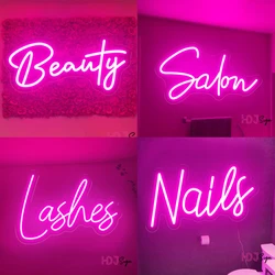 Beauty Salon Led Neon Sign Lights Hair Lashes Brows Nails Room Decoration Art Wall Hanging Neon Lights Led Sign Custom Neonlamp