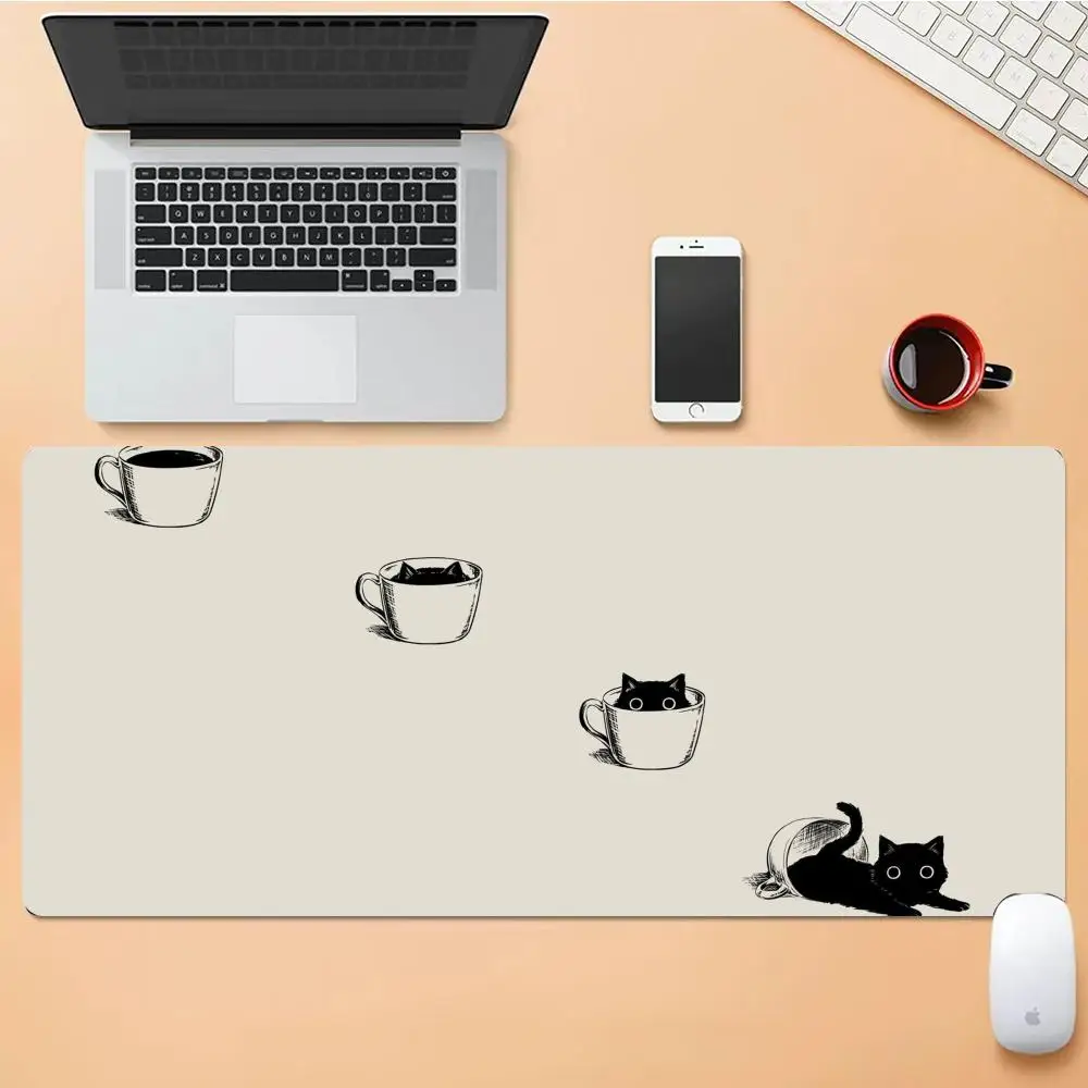 

Cute Tea Cup Cat Mouse Pad Desk Mouse Pad Cute HD Desk Pad Extended Gaming Keyboard Mats Large XXL Gamer Mousepad 90x40