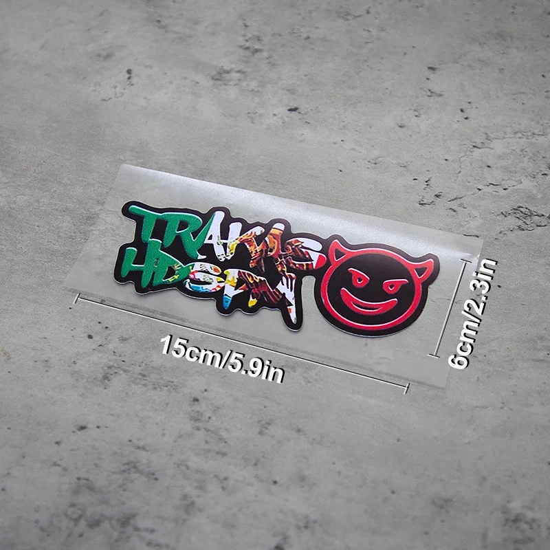 قطعة واحدة من ملصق Airgy Graffiti Auto Moto، ملصق تصميم Devil Emoji لدراجة نارية السيارة، ملحق التخصيص الخارجي