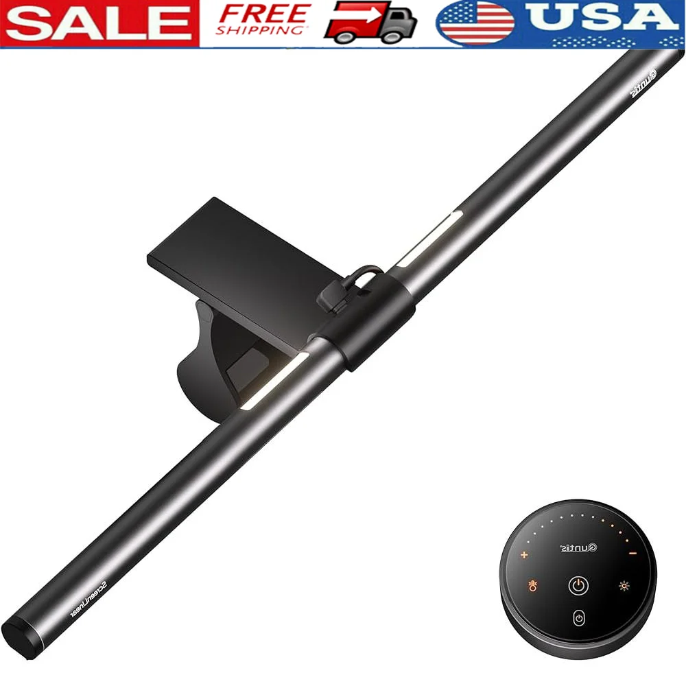 

Eye-Care Monitor Light Bar with Remote Stepless Dimming Glare-Free Lighting Adjustable Clip 3 Modes Desk Lamp Gaming Home Office