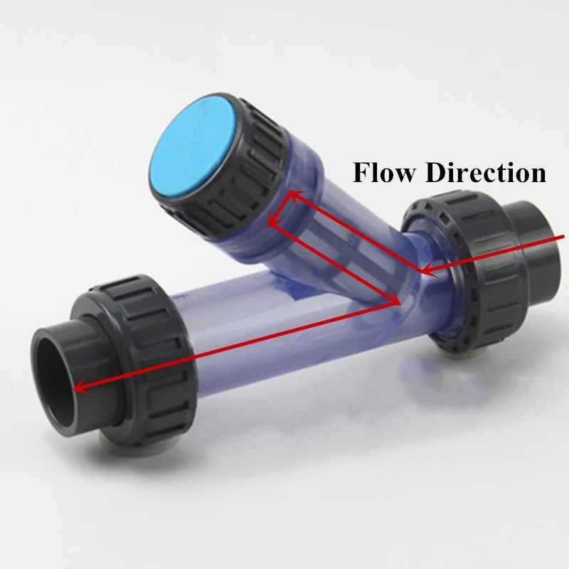 1Pcs I.D20~63mm Transparent UPVC Y-Type Water Filter Aquarium Fish Tank Pipe Connector Irrigation System Garden Filters Fittings