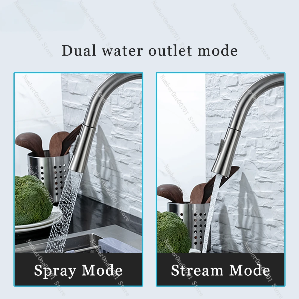 Pull-out Brush Nickel Sensor Stainless Steel Black Intelligent Induction Mixing Faucet Touch Sink Faucet