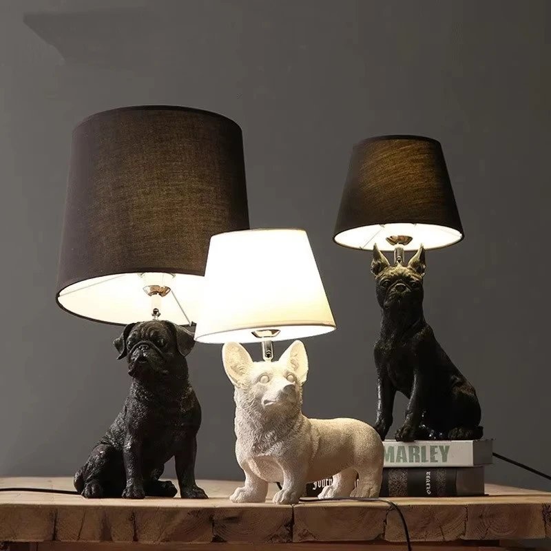 Home Decor Lighting Table Lamps Resin Design Dog Table Lamp for Children Room Christmas Gift