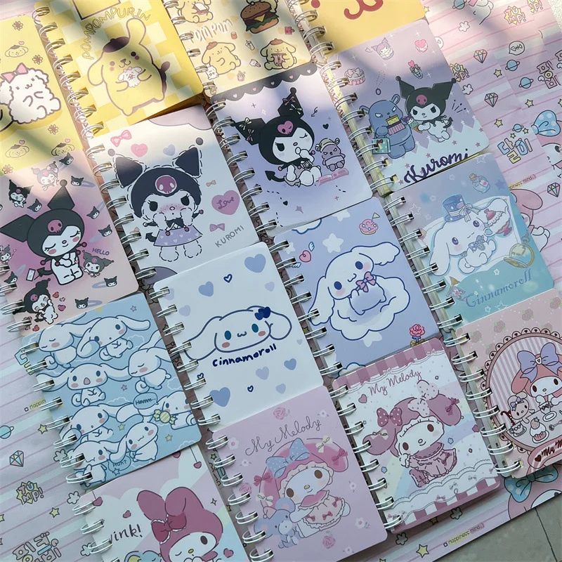 Sanrio Cinnamoroll Notebook Anime Figure Kuromi My Melody Pompompurin Notepad Cartoon Kawaii A7 Coil Book Learning Supplies