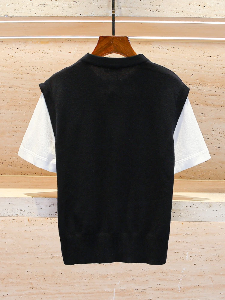 

Sandro Sivos женский вязаный топ для колледжа, весна 2025 года, Long Sve, искусственный двухсекционный дизайн премиум-класса, европейская мода