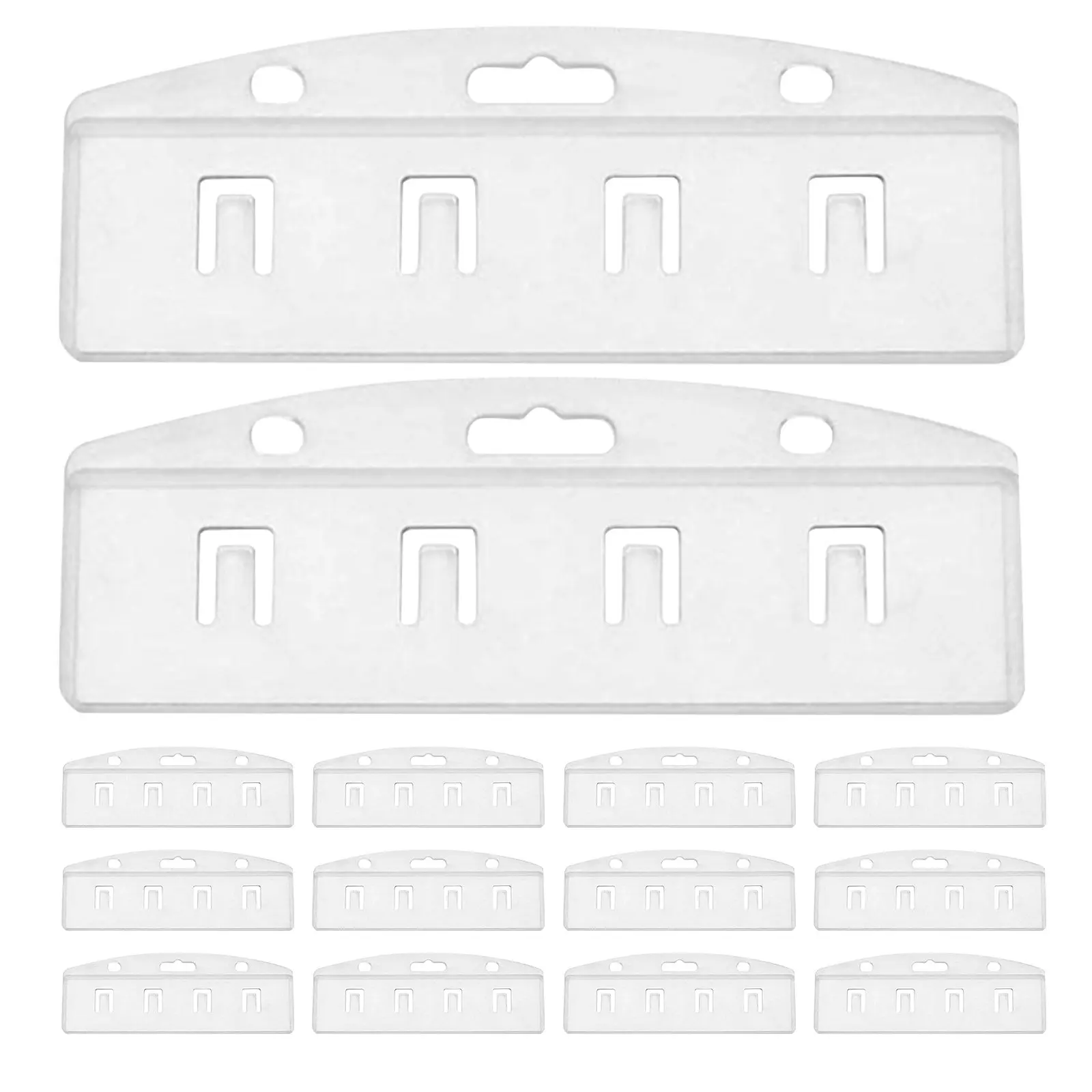 25Pcs Clear Horizontal Rigid Badge Holder Transparent Hard Id Card Protector Plastic Half Card Holder for Work Conference