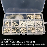 440pcs/Box GH1.25 2p 3p 4p 5 Pins 1.25mm Pitch Terminal Kit / Housing / SMD Pin Header Connector Wire Adaptor GH Kits