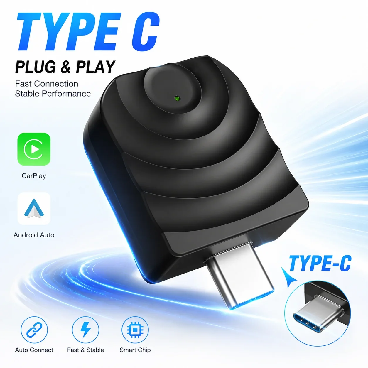 Image of CarPlay 2-in-1 Wireless-Adapter für iPhone und Android Auto USB-C Anschluss