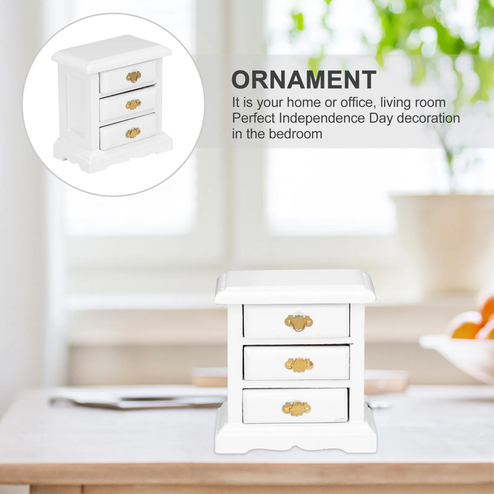 

Mini White Wooden Drawer Cabinet Ornament for Dollhouse Decor Realistic Mini House Furniture Adornment Compact Smooth Surface
