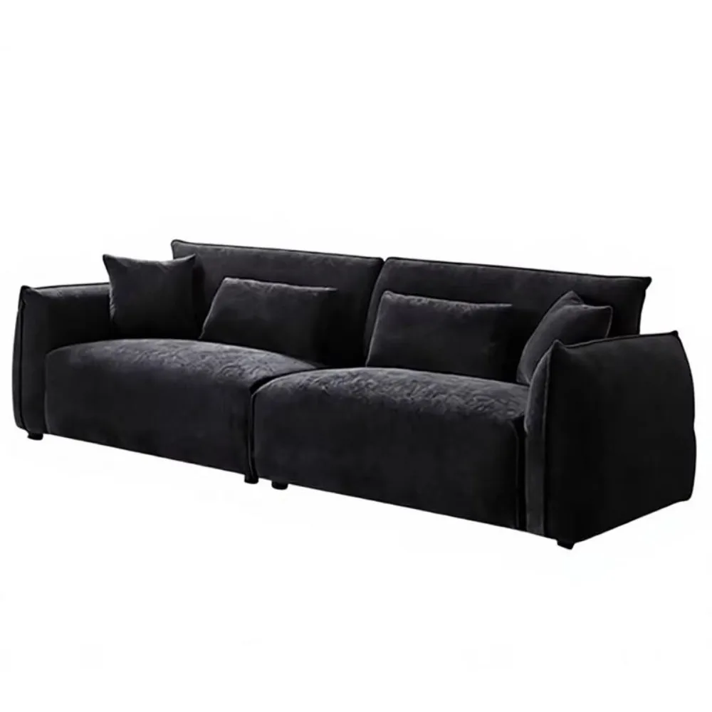 Modern Household Wooden Couch Retro Bauhaus Minimalism Compact Three Seater Design High Grade Chenille Fabric Upholstery