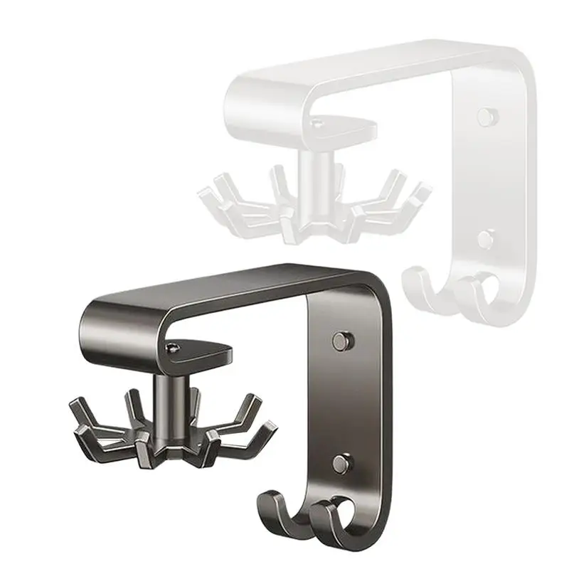 Kitchen Rotary Hook Wall Mounted Rack For Tool Stainless Steel Storage Hanger No-hole Under Cabinet Kitchen Hooks Space Saving