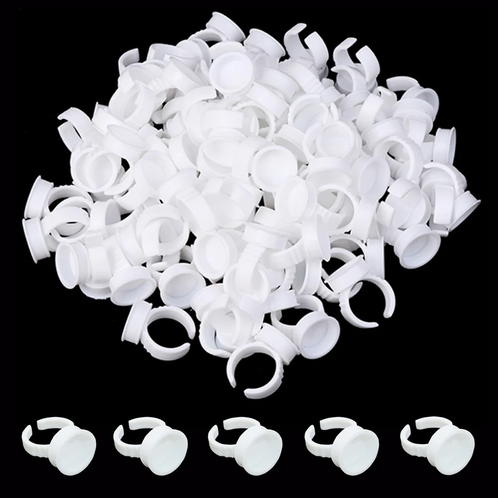 

100pcs Tattoo Ink Rings Disposable for Eyebrow Permanent Makeup 5 Sizes White Tattoo Ink Pigment Holders Tattoo Accessories