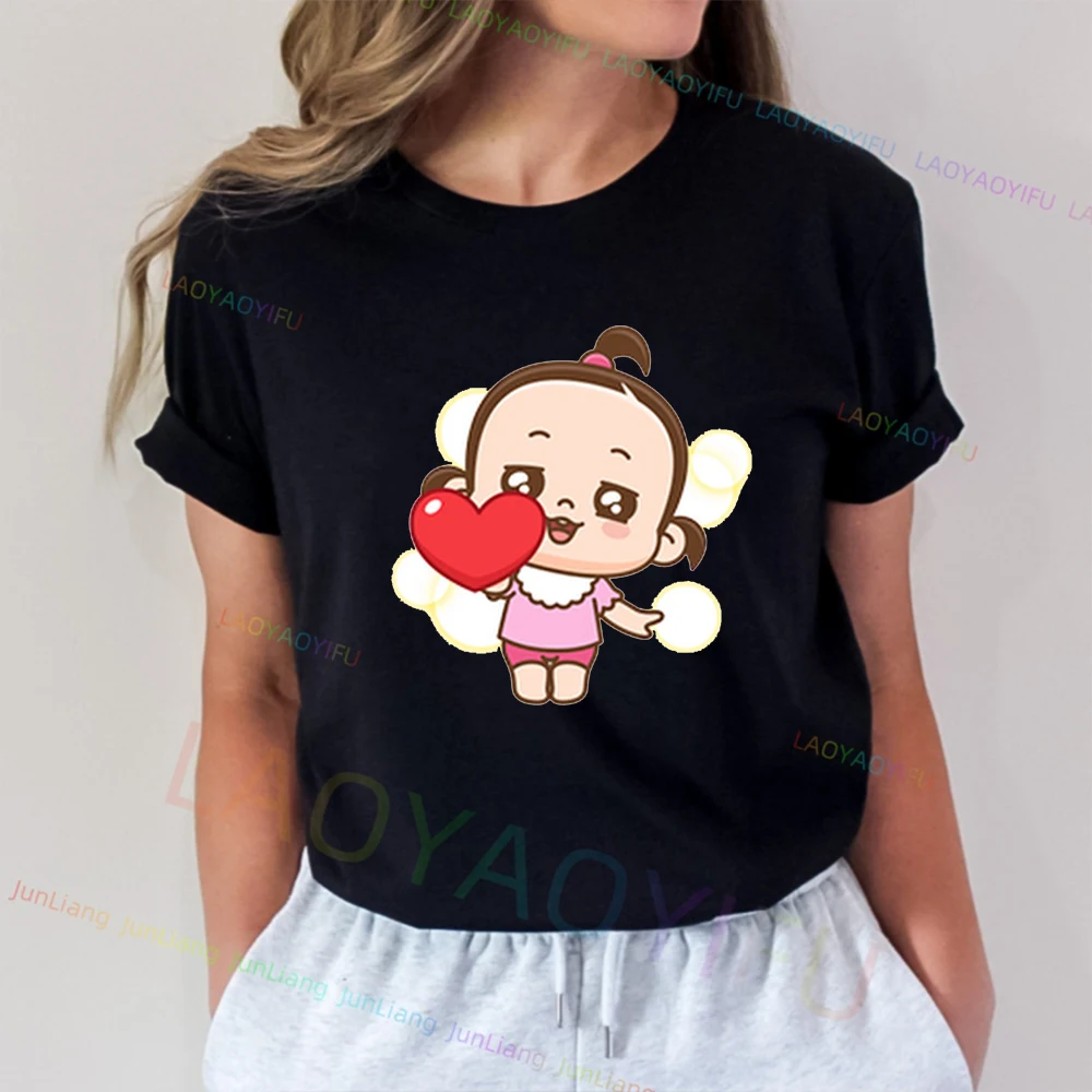 Dumb and Cute Little Girl with Cute Korean Expressions Top Y2k Clothes for Women Women's Clothing Offers T-shirts Goth Woman