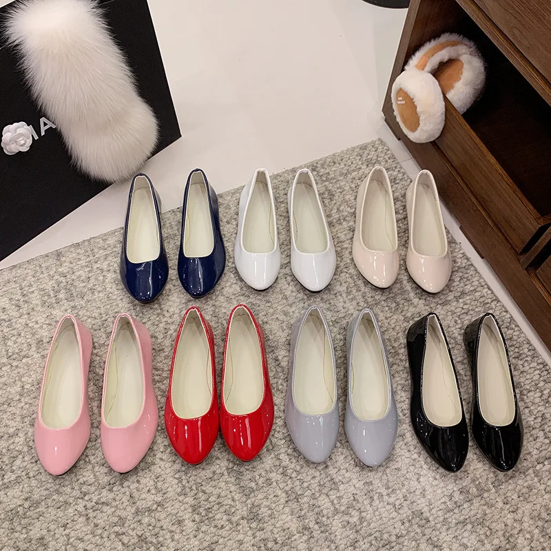 Candy Color Loafers Summer Ladies Flat Shoes Patent Leather Women Flats Comfortable Slip On Shoes Woman Plus Size EU42 WSH2215