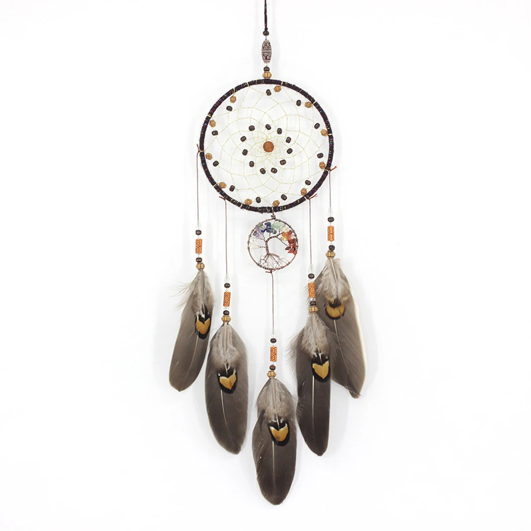 Colgante de plumas único hecho a mano, diseño de árbol de la vida de color antiguo indio, perfecto para crear un punto focal en cualquier habitación