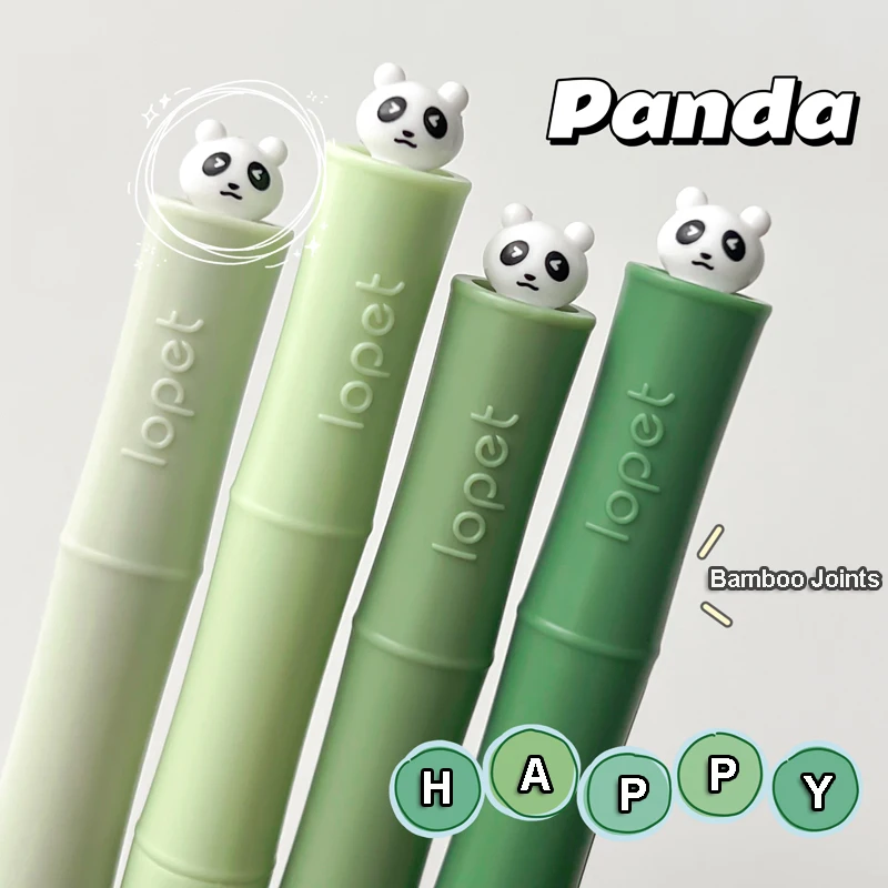 4PCS/Set Bamboo Joints Series Gel Pen Cute Panda Gel Ink Pen Rotate Neutral Pen 0.5MM Black Writing Pen Quick Dry Pen Supply New