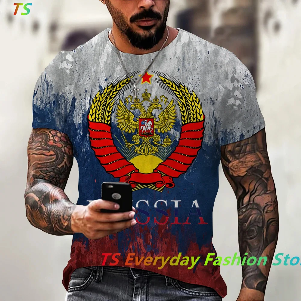 3d Print New Fashion Russia Flag Men\'S Russia Bear T-Shirt Short Sleeve Men\'S Clothing Streetwear Oversized Top РУССКАЯ ФУТБОЛКА