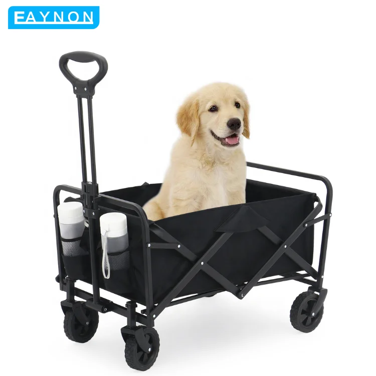 High Quality Outdoor Collapsible Folding Wagons Camping Carts For Beach Shopping Black Shopping Trolleys OEM