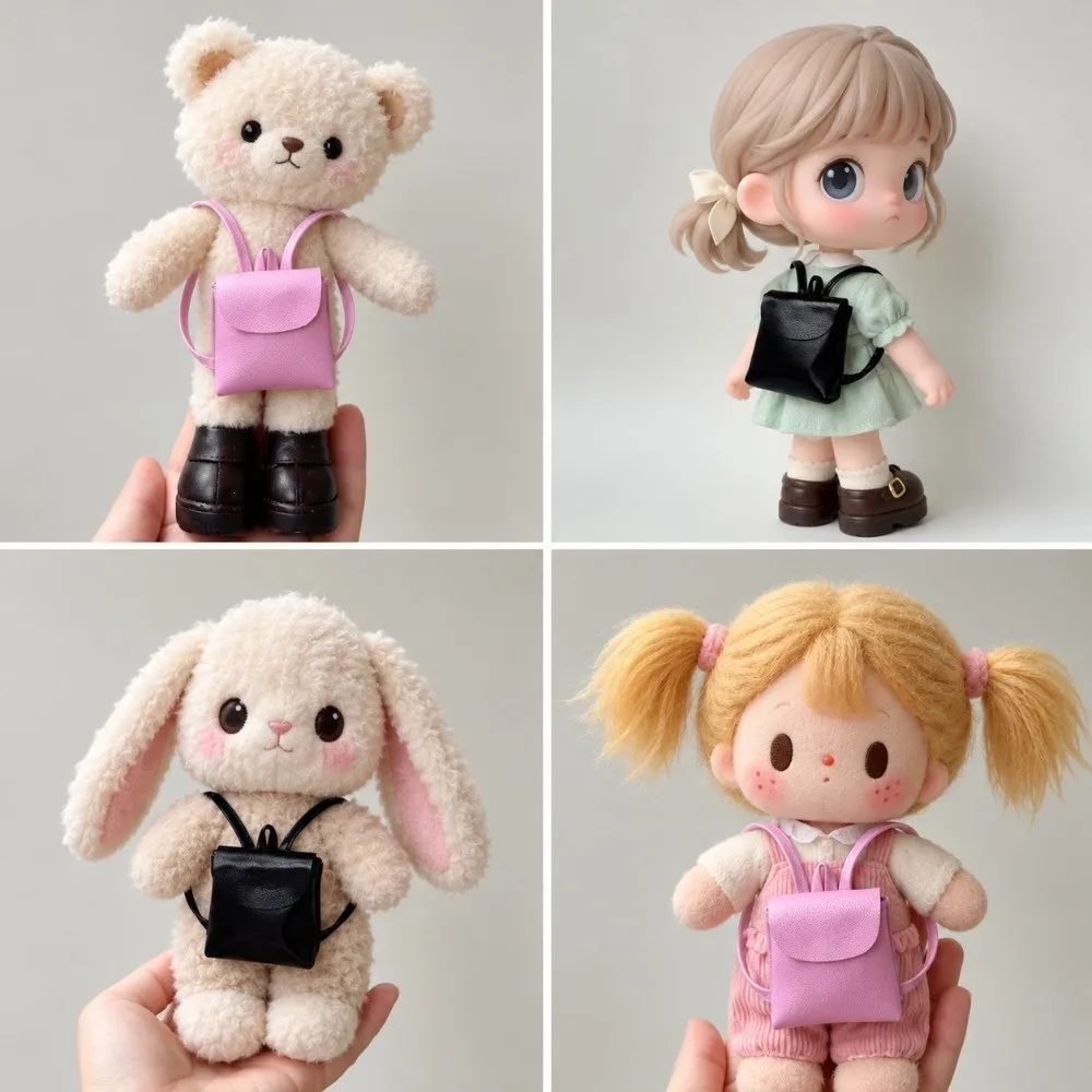 Cute PU Leather Mini Backpack Bag Photography Props Solid color Doll Backpack Doll Accessories Doll Leather Bag 1/6 Zsiga