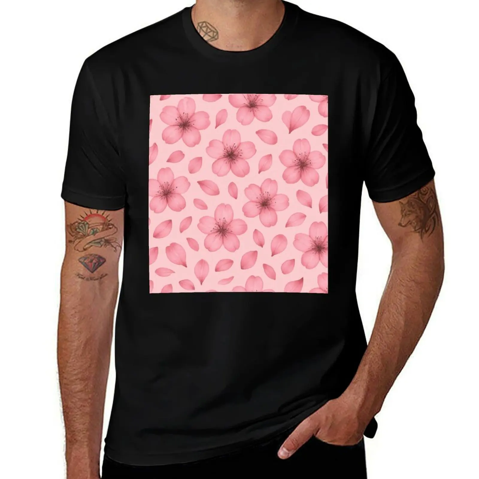 

Blush Bloom – Cherry Blossoms on Dusty Pink T-Shirt blacks valentines boutique clothes funny shirt cotton mens graphic t-shirts