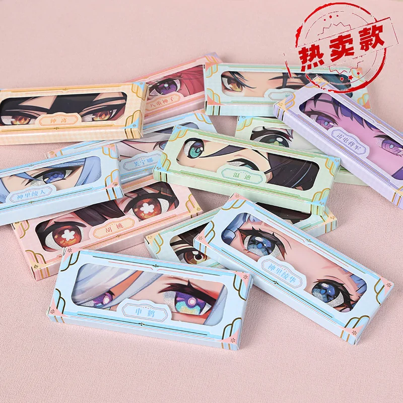 1Pc Anime Character Eye Close-up Rectangular Badge Desktop Pain Bag Deco Baji HD Genshin Impact Game Character Eyes Pin Badge