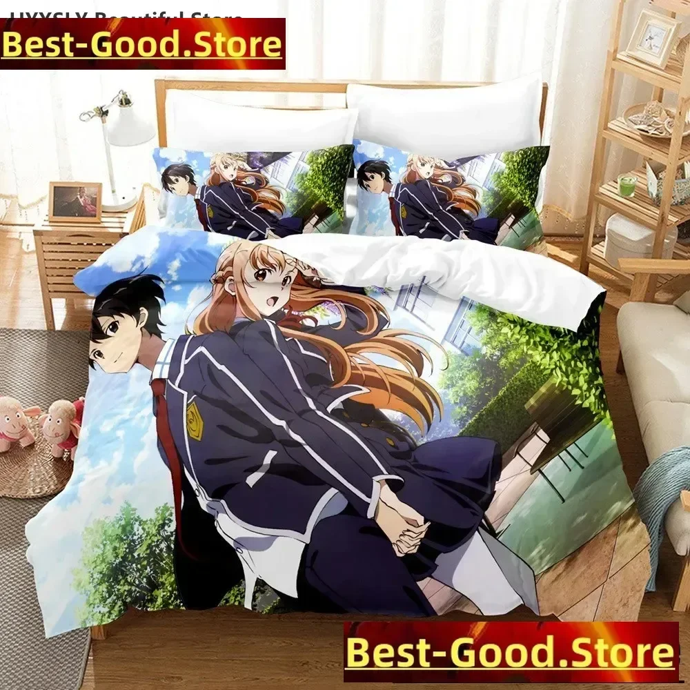 Fashion Sword Art Online Bedding Set 3D Anime Polyester Quilt Cover Pillowcases Queen King For Kids Gift Anime Duvet Cover Sets