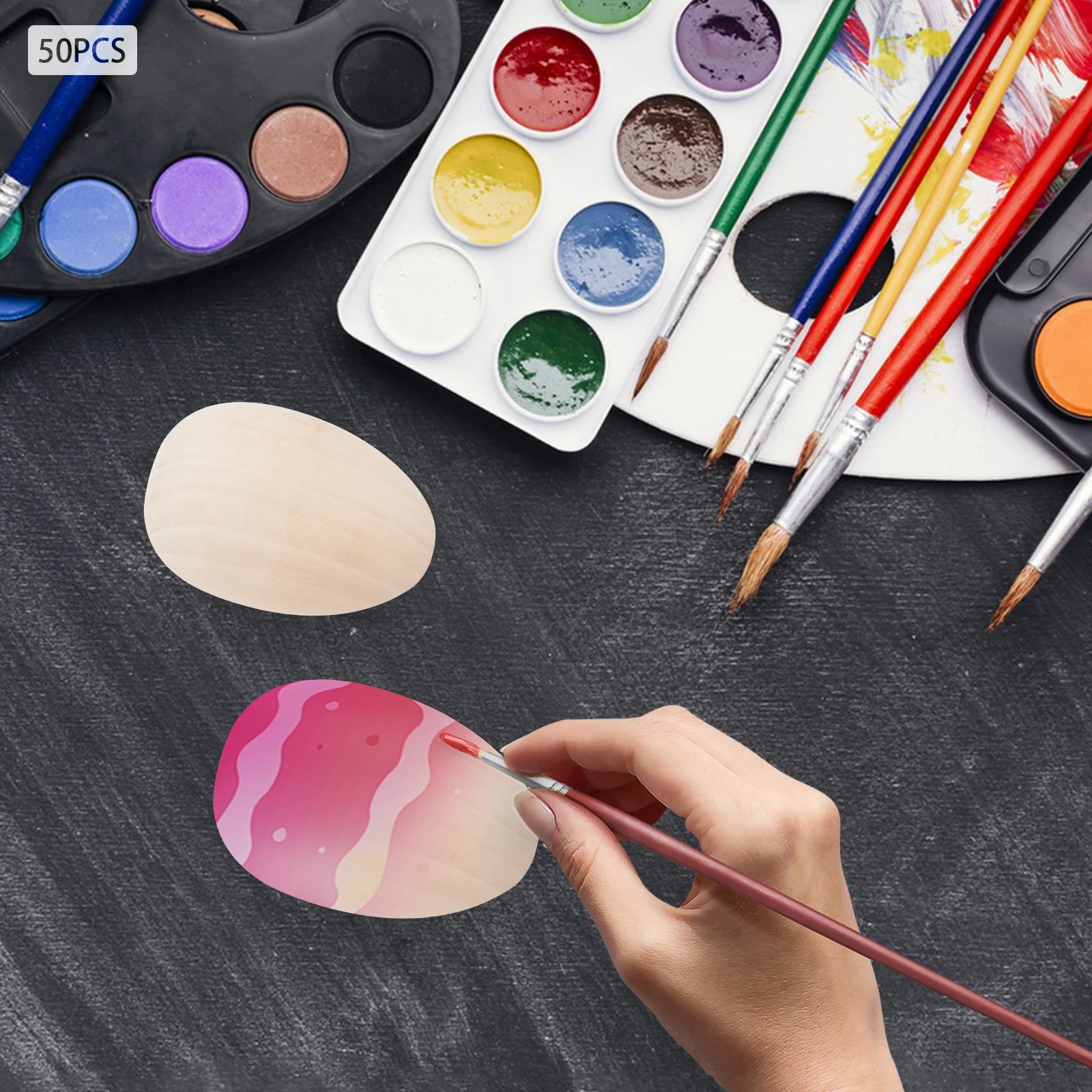 

Незаконченные деревянные яйца для рисования - 50 шт. Набор для рукоделия «сделай сам» для детей Пасхальные рождественские украшения и художественные проекты