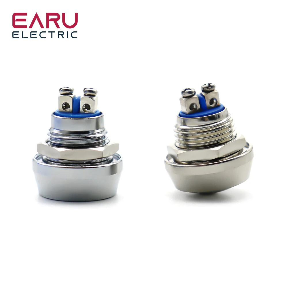 12mm 1NO Round Flat Head Waterproof Momentary Reset Metal Push Button Switch Screw Terminal Car Engine Doorbell PC Power Switch