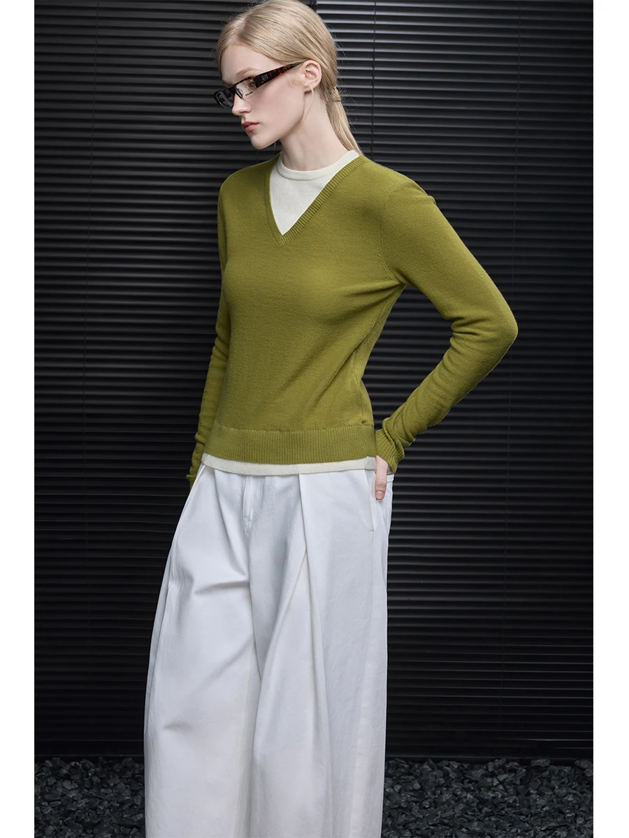 

een V-Ne Knitted Wool Sweater Women's Lazy Sle High-End Feeling Autumn Winter New Arrival Street Sle Long Sve Crew...