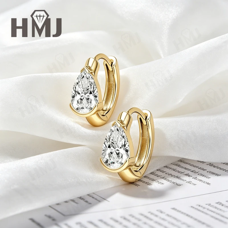 

GRA Certified Minimalist Pear Cut Moissanite Drop Earrings 925 Sterling Silver D Color Party Fine Jewelry Mother's Day Gifts