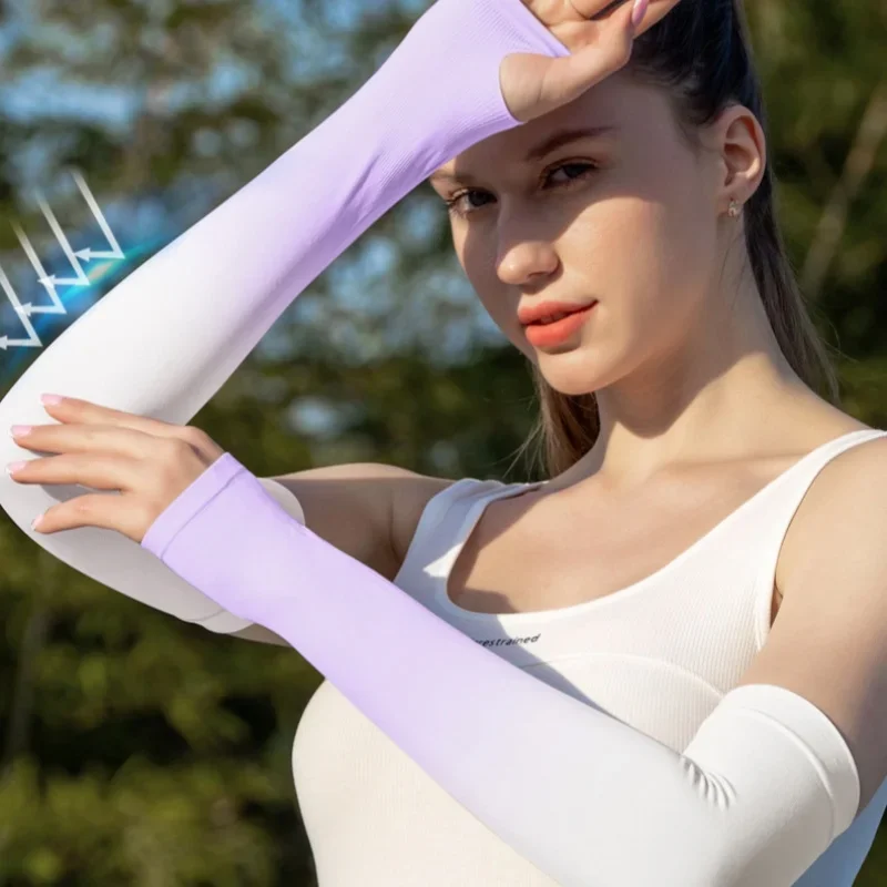 1-10 pares de mangas de braço de proteção solar, capa de compressão de resfriamento UV para homens e mulheres, ciclismo, corrida, esportes ao ar livre com furo para polegar