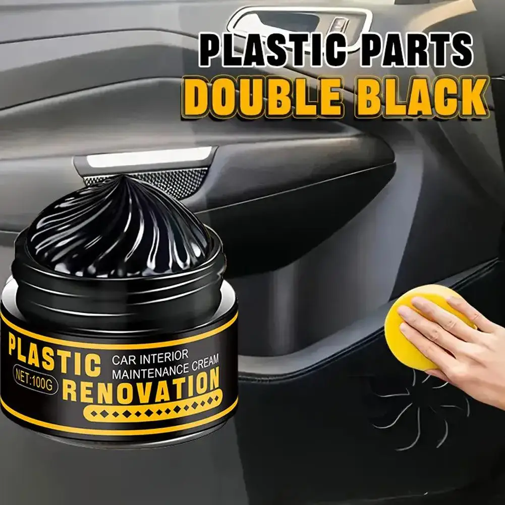 Restaurador de plástico para coche, agente de revestimiento de cera para renovación de paneles y cuero Interior de coche, brillo negro, revestimiento de reparación y pulido automático