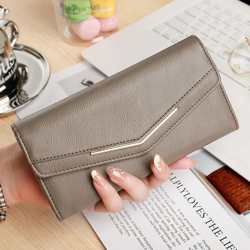 

Vintage solid color Long Wallets for Women clutch Multiple Card Slots Phone Compartment - Versatile Clutch for Every Occasion