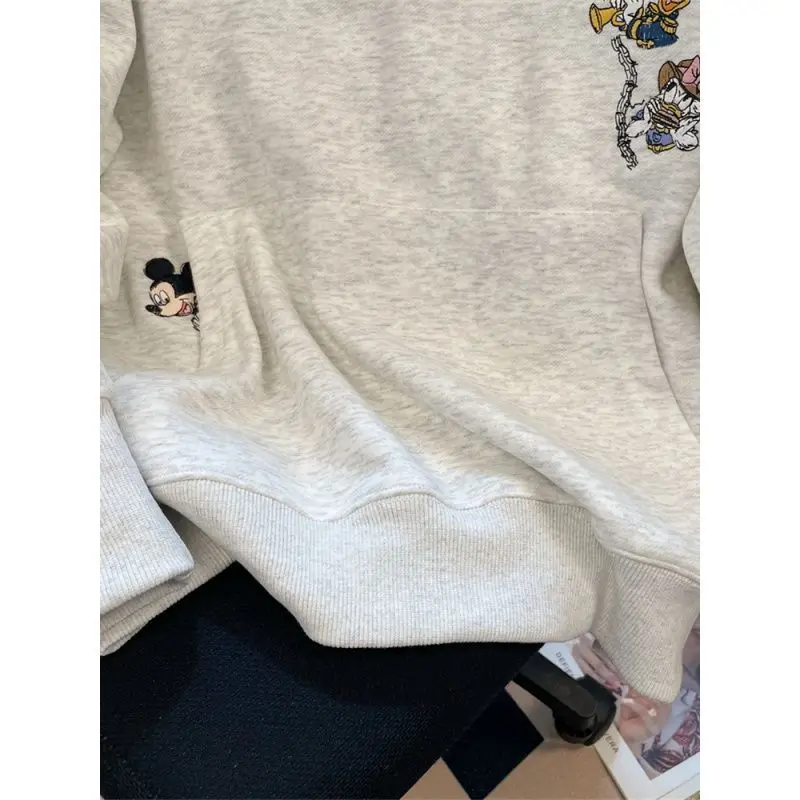 Sweat-shirt Disney Anime Mickey Minnie motif brodé dessin animé mignon Kawayi loisirs, haut de costume de couple polyvalent et à la mode