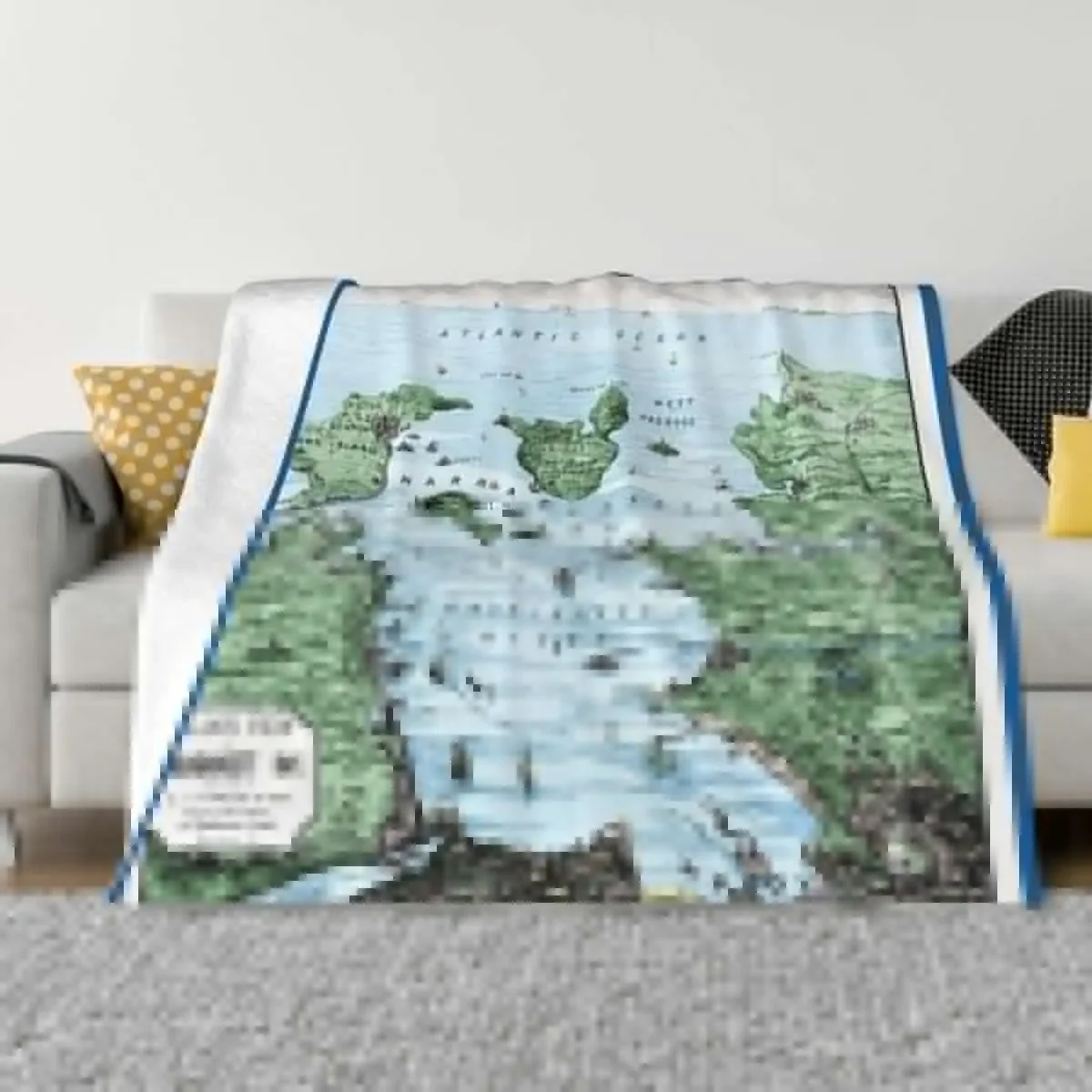 Vintage Balloon View of Narragansett Bay and Rhode Island Lithograph Map Poster Art Version 2 Throw Blanket wednesday Blankets