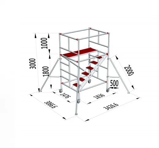 برج سقالات ألومنيوم متنقل عالي التحمل من الألومنيوم #6