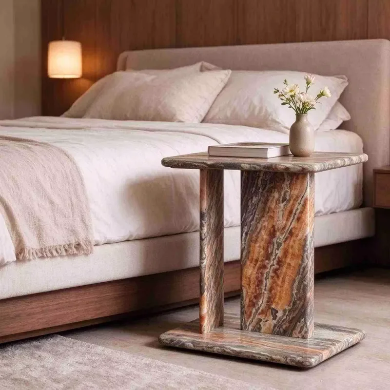 Elegant Marble Side Table Natural Stone End Table Modern Home Living Room Furniture