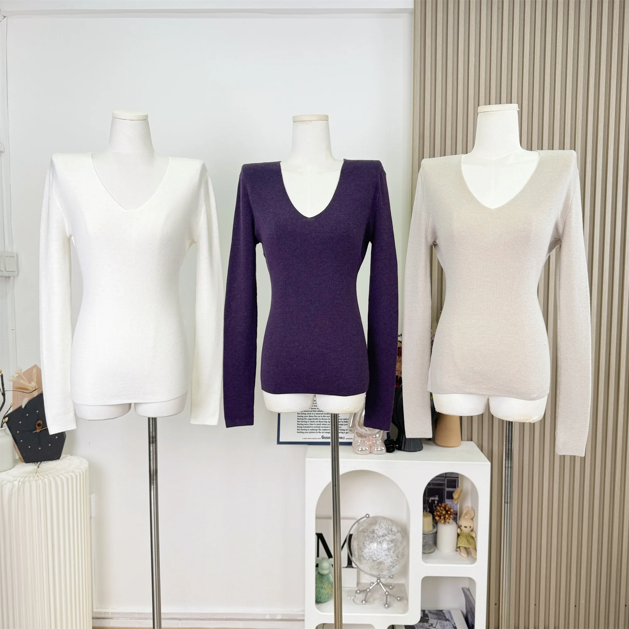 

Женский кашемировый шерстяной свитер с v-образным вырезом, облегающий базовый свитер с длинными рукавами, однотонный, осенне-зимний, модные повседневные вязаные топы F284