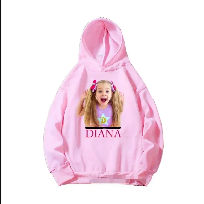 Autumn and Winter Hoodie Girls Pink Sweatshirt New Cute Children Diana and Roma Show Print  Fashion Girls Clothes Sweater