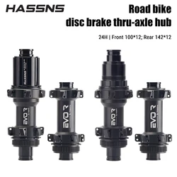 HASSNS EVOR Road Bike Hub Disc Brake Freehub Thru Cube 24 Holes Hub Bicycle Bushings Rear Cube Cycling Freehub 11 Speed